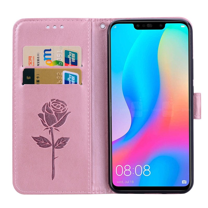 Case Huawei nova 3i #เคสฝาพับหนัง PU ลายดอกกุหลาบแบบกระเป๋าสตางค์ HAT PRINCE Imprinted Rose Leather