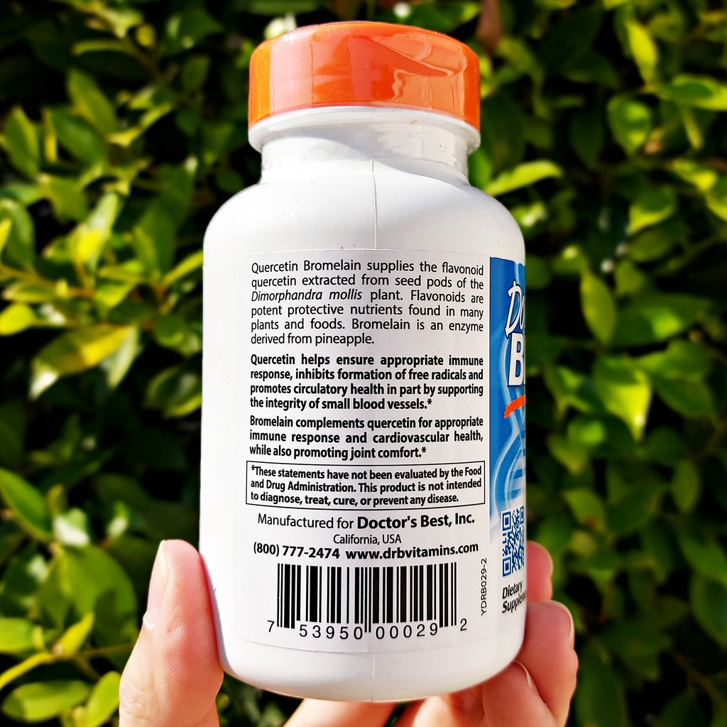 Doctor's Best® Quercetin Bromelain 180 Veggie Caps เสริมภูมิต้านทาน เควอซิทิน โบรมีเลน