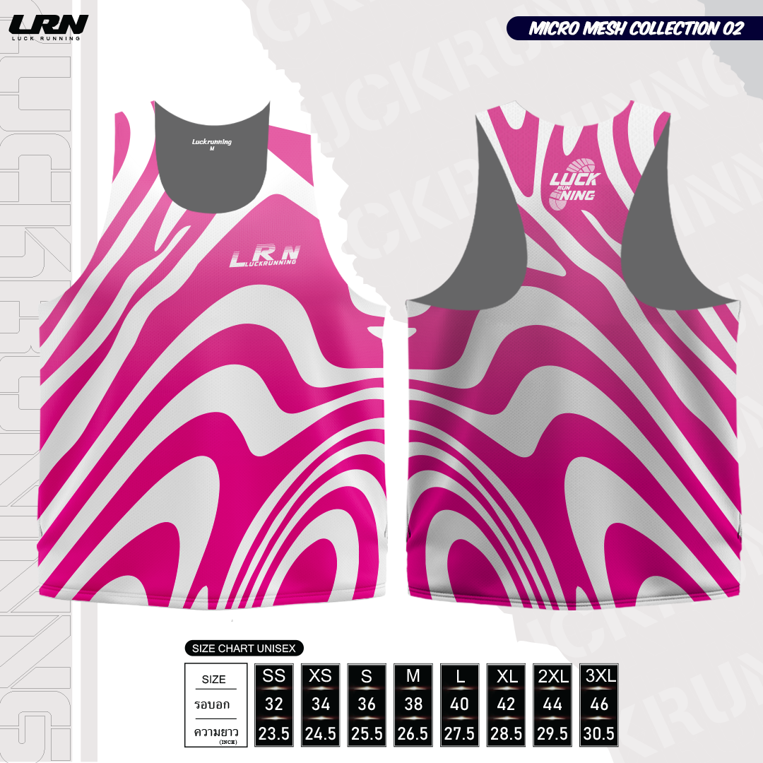 เสื้อวิ่งพิมพ์ลายกล้าม LRN Collection 02 เนื้อผ้า Micro Mesh สำหรับวิ่งมาราธอน (MM12-01)