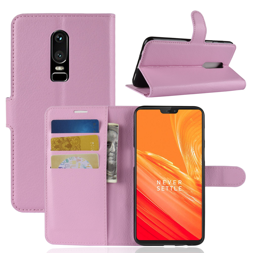 เคส OnePlus 6 #เคสฝาพับสไตล์กระเป๋าสตางค์หนัง PU ผิวลิ้นจี่
