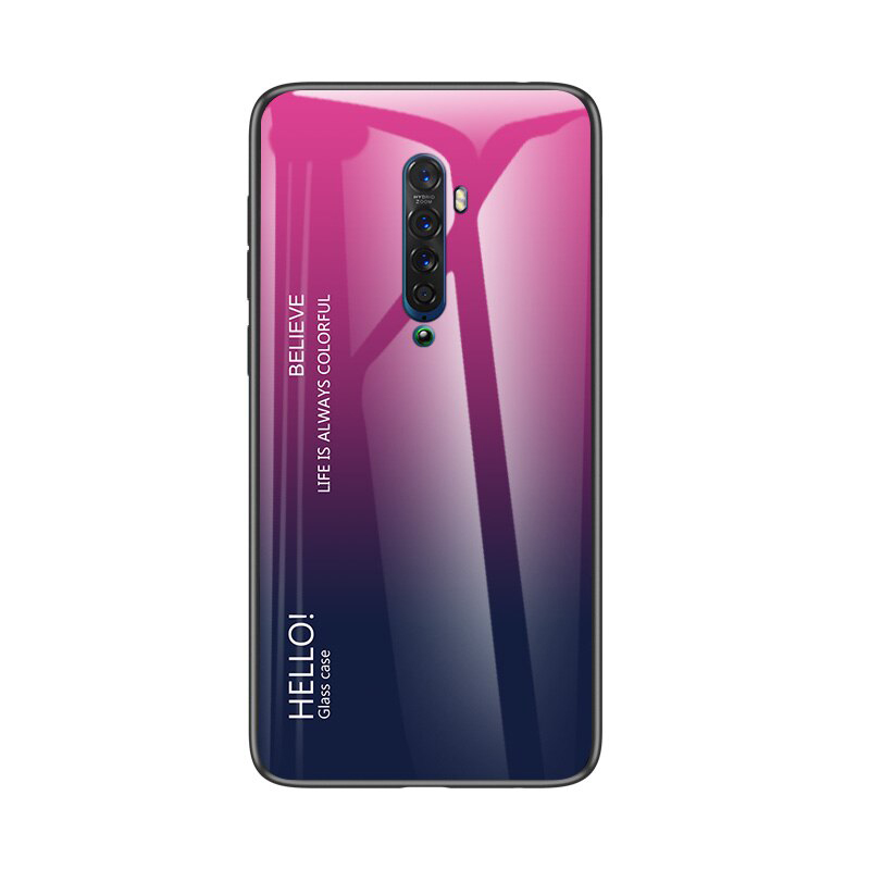 Case OPPO Reno 2F #เคสฝาหลัง Gradient Color Glass + PC + TPU Hybrid Case