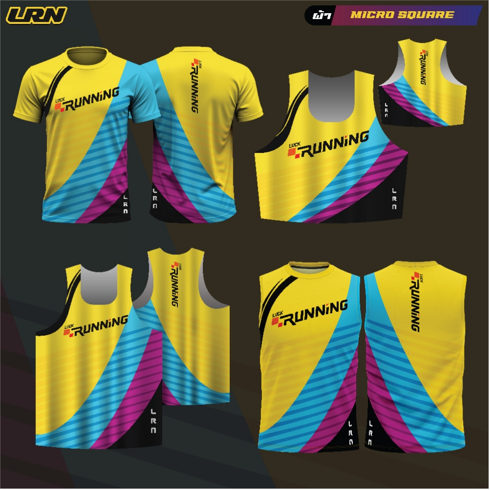 เสื้อวิ่งพิมพ์ลาย LRN เนื้อผ้า Micro square สำหรับวิ่งมาราธอน (MS12)