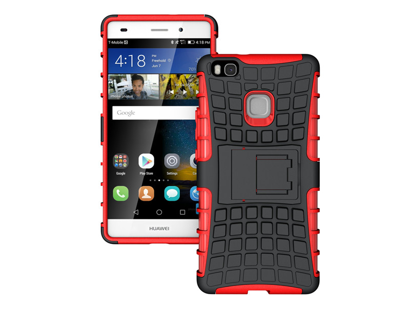 เคส Huawei P9 Lite #เคสฝาหลัง Hybrid กันกระทกกันลื่น Shell TPU+PC พร้อมขาตั้งในตัว