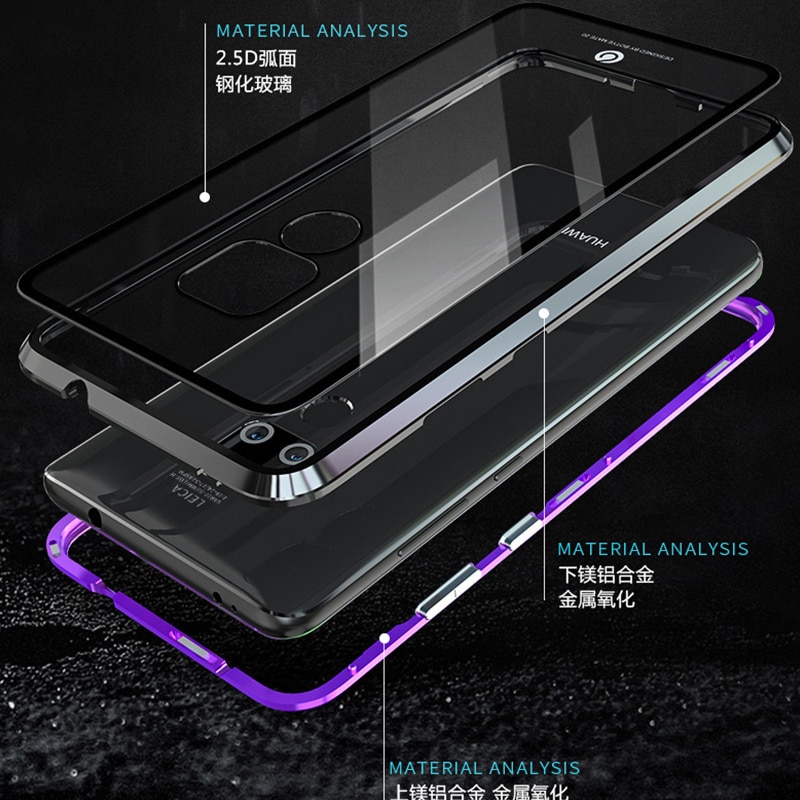 Case Huawei Mate 20 #เคสกรอบโลหะที่ถอดออกได้ติดแม่เหล็ก + แผ่นด้านหลังกระจกนิรภัยคุณภาพดี