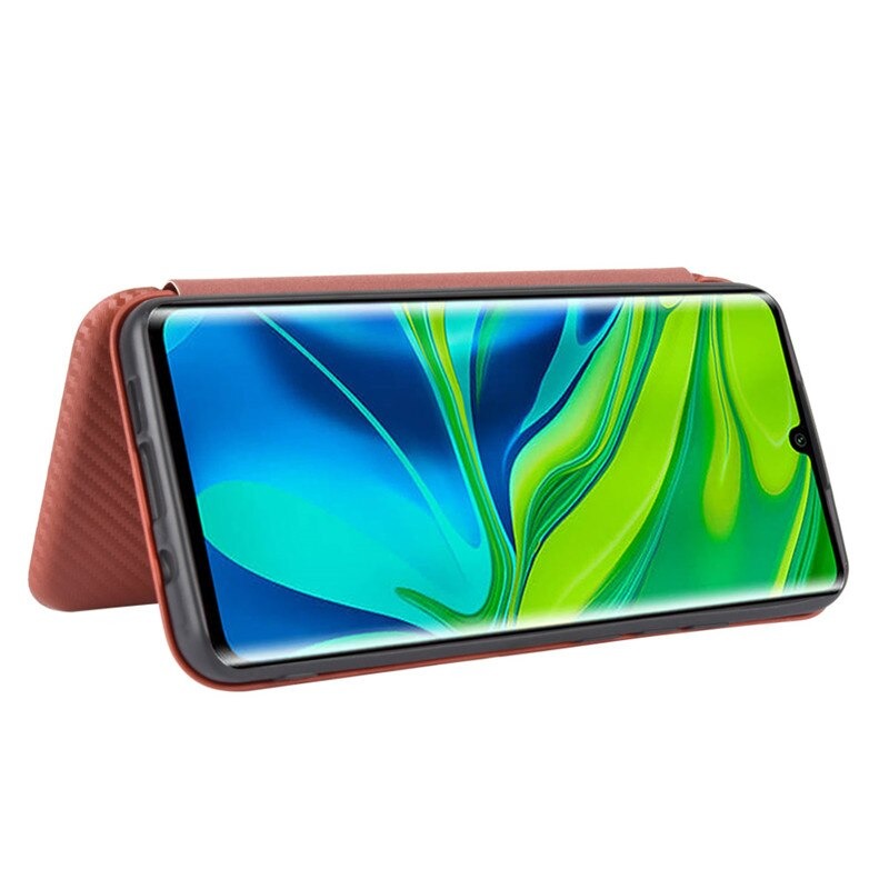 เคส Xiaomi Mi Note 10 Pro #เคสฝาพับลายคาร์บอนไฟเบอร์มีช่องใส่การ์ด Carbon Fiber Wallet Card Slot Magnet Stand Phone Cover