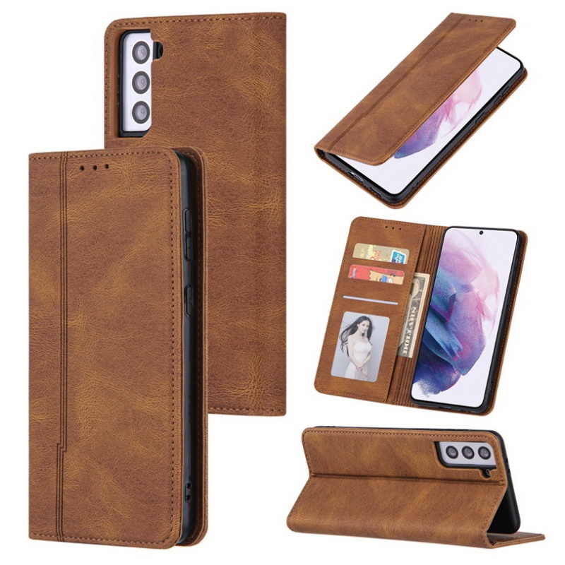 เคส Samsung Galaxy S22 5G #เคสฝาพับหนัง PU สไตล์กระเป๋าสตางค์พร้อมช่องใส่การ์ด Luxury Flip Stand Card Phone Leather Wallet Cover Casing