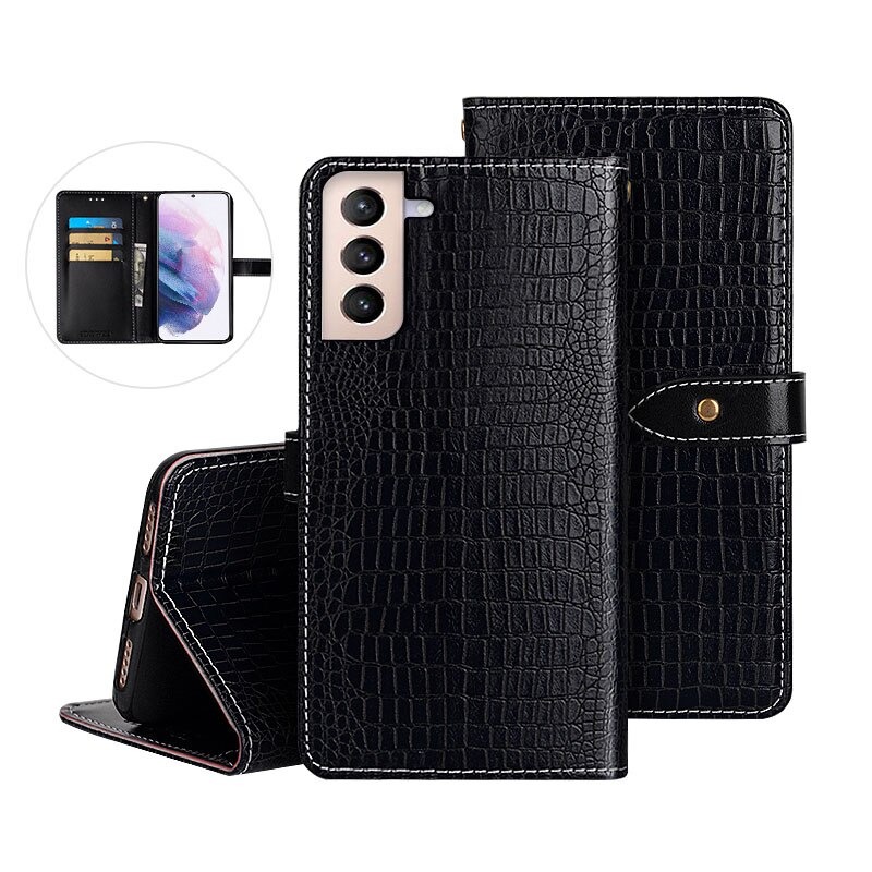Case Samsung Galaxy S21 FE 5G #เคสฝาพับหนัง PU รูปแบบหนังจระเข้สไตล์กระเป๋าสตางค์สวยงามทันสมัย