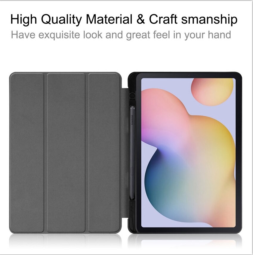 เคส Samsung Galaxy Tab S7 SM-T870 SM-T875 #เคสแบบฝาพับหนัง PU พิมพ์ลายมีช่องเก็บปากกา with Pencil Holder Tri-Fold Stand Cover Leather Smart Case