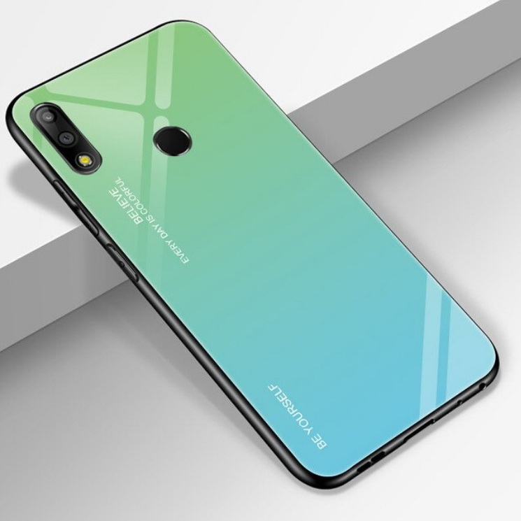 Case Asus Zenfone Max Pro (M2) ZB631KL #เคสฝาหลัง กระจกสีไล่โทนสี Glass + PC + TPU Hybrid Case