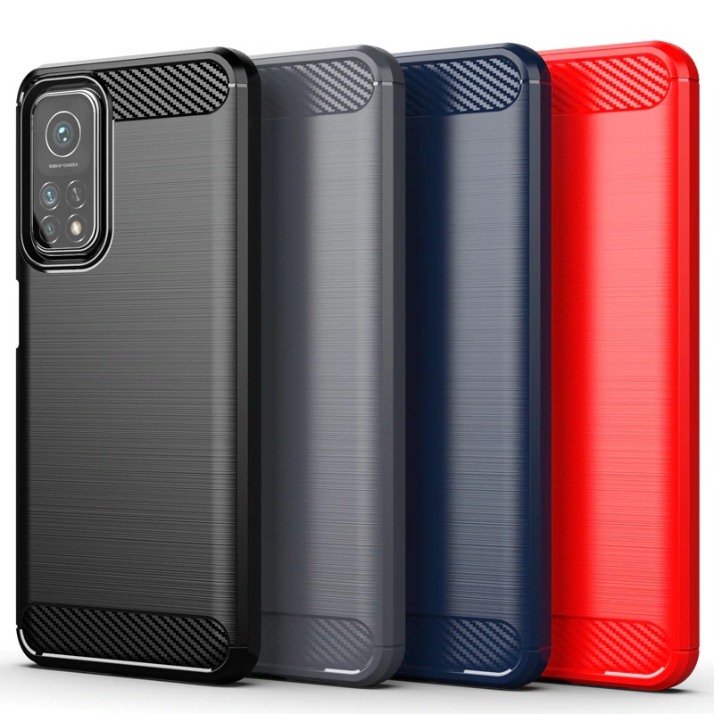 Case Xiaomi Mi 10T Pro#เคสฝาหลังตกแต่งคาร์บอนไฟเบอร์ ผิวขัดแปรง Brushered TPU Back Case