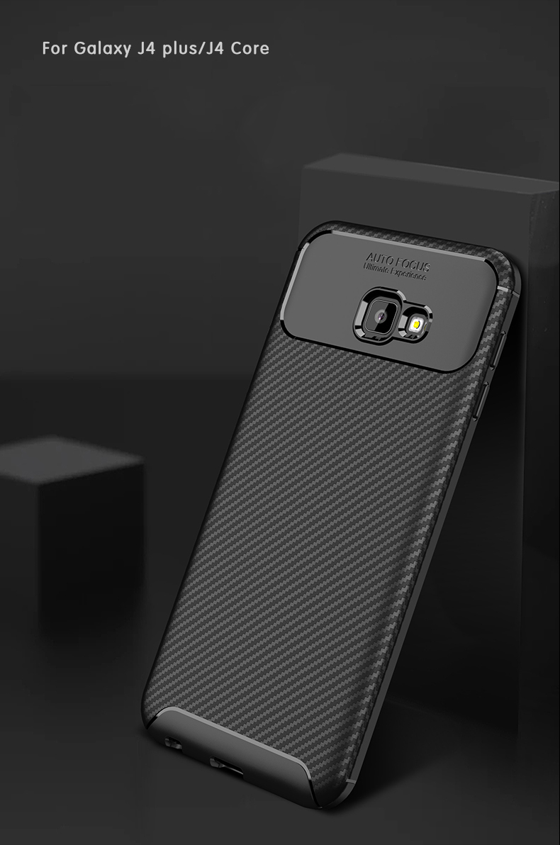 Case Samsung Galaxy J4+ #เคสฝาหลังนิ่ม Carbon Fiber Drop Resistant TPU