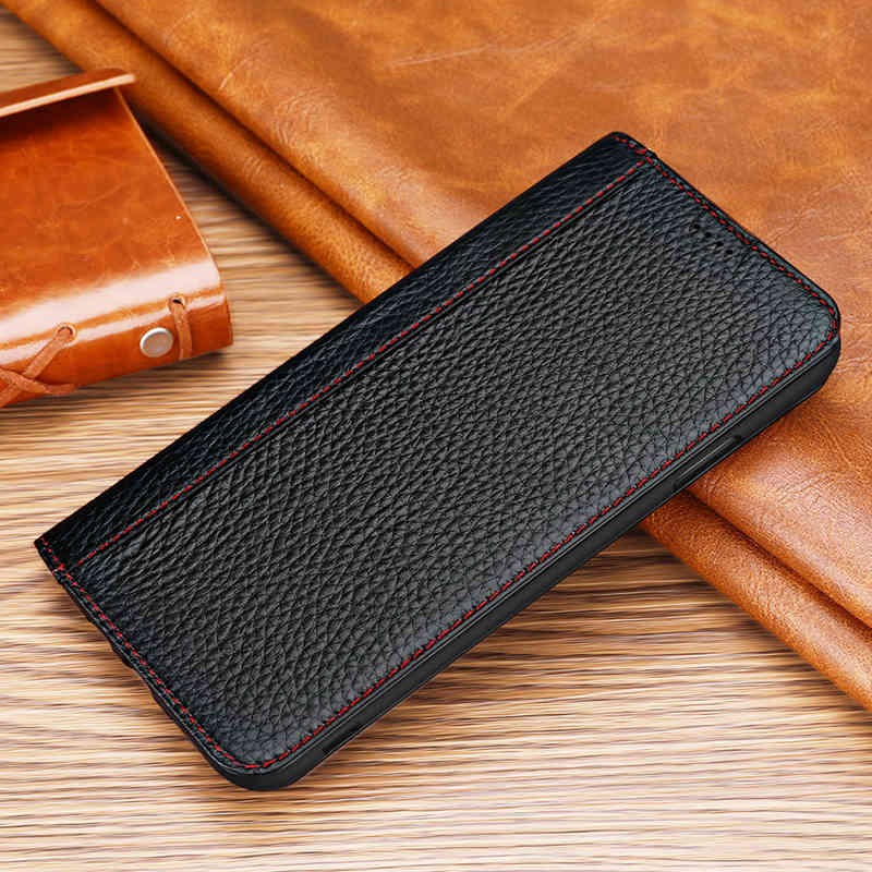 เคส Huawei P30 #เคสแบบฝาพับมีช่องใส่บัตรคุณภาพดี Genuine Leather Cover Soft Natural Leather Case Automatic Adsorption
