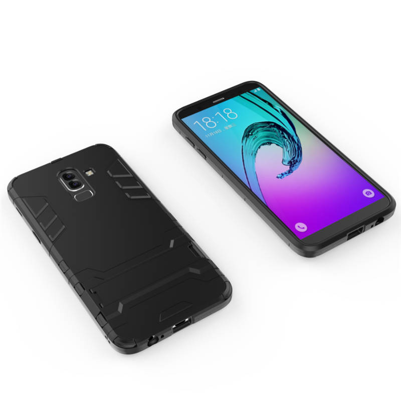 เคส Samsung Galaxy J8 (2018) #เคสฝาหลังพลาสติก ไฮบริด TPU + Kickstand