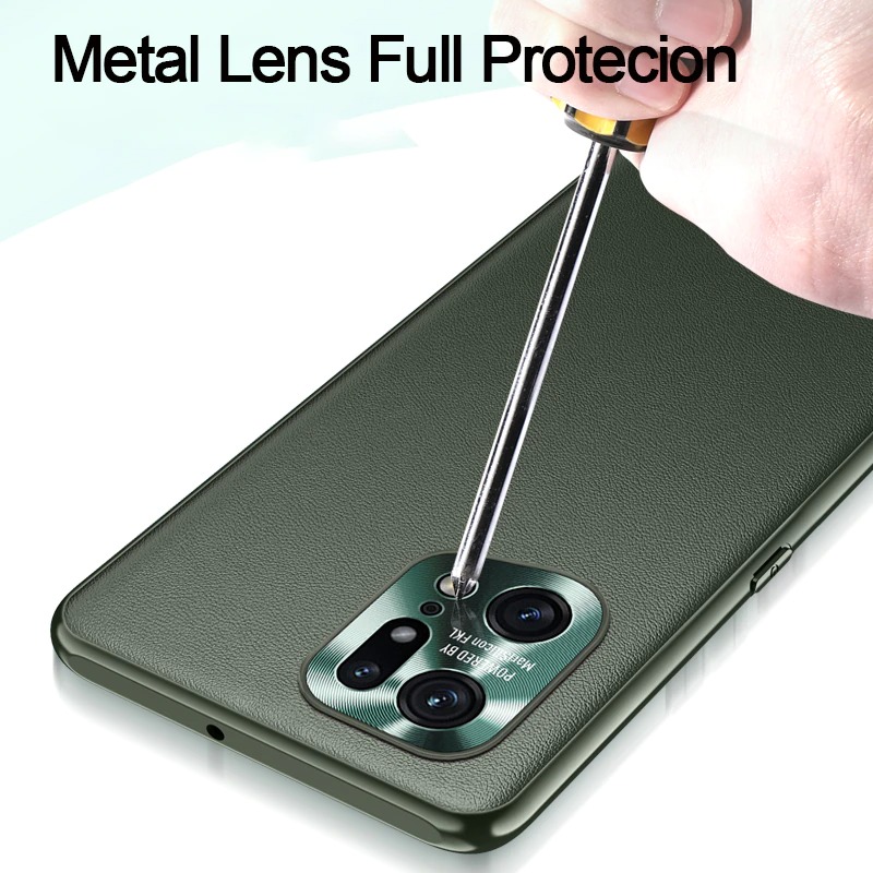 เคส OPPO Find X5 Pro 5G #เคสแบบฝาหลัง TPU เคลือบหนัง PU มีกันเลนส์กล้อง Leather Cases Soft Matte Shockproof Protect Camera Back Cover