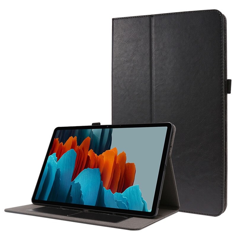 เคส Samsung Galaxy Tab S7 Plus 12.4" SM-T970 SM-T975 SM-T976 #เคสฝาพับหนัง PU มีช่องเก็บบัตร Flip PU Leather soft cover stand holder