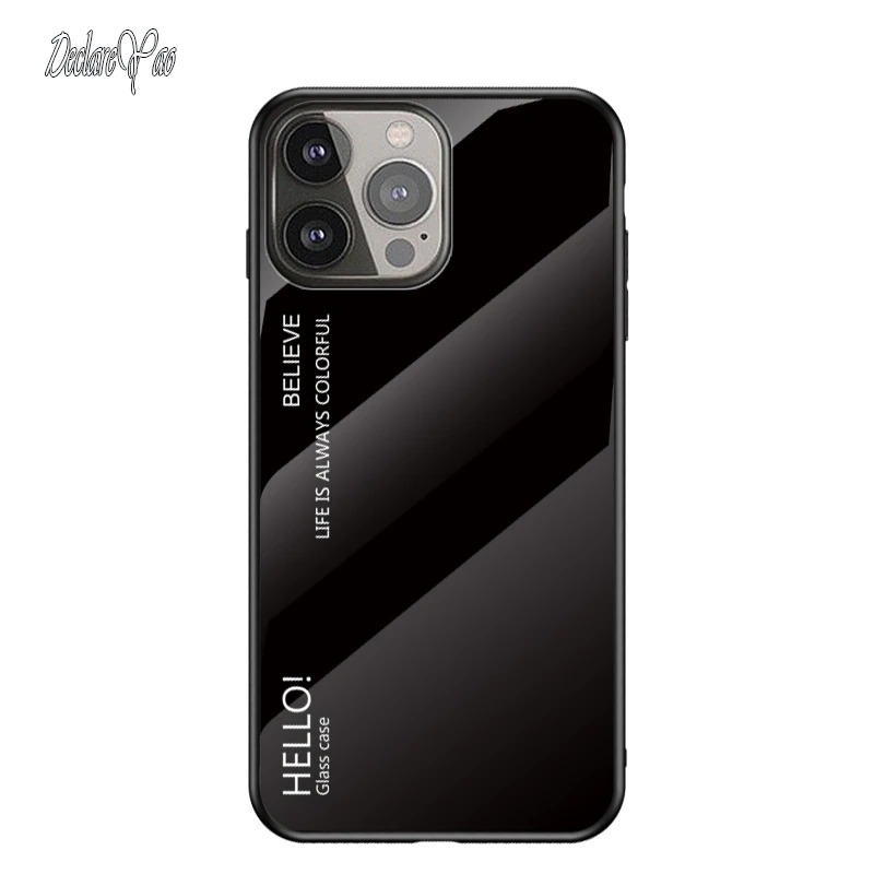 เคส iPhone 13 Pro Max #เคสฝาหลัง Gradient Color Glass + PC + TPU Hybrid Case