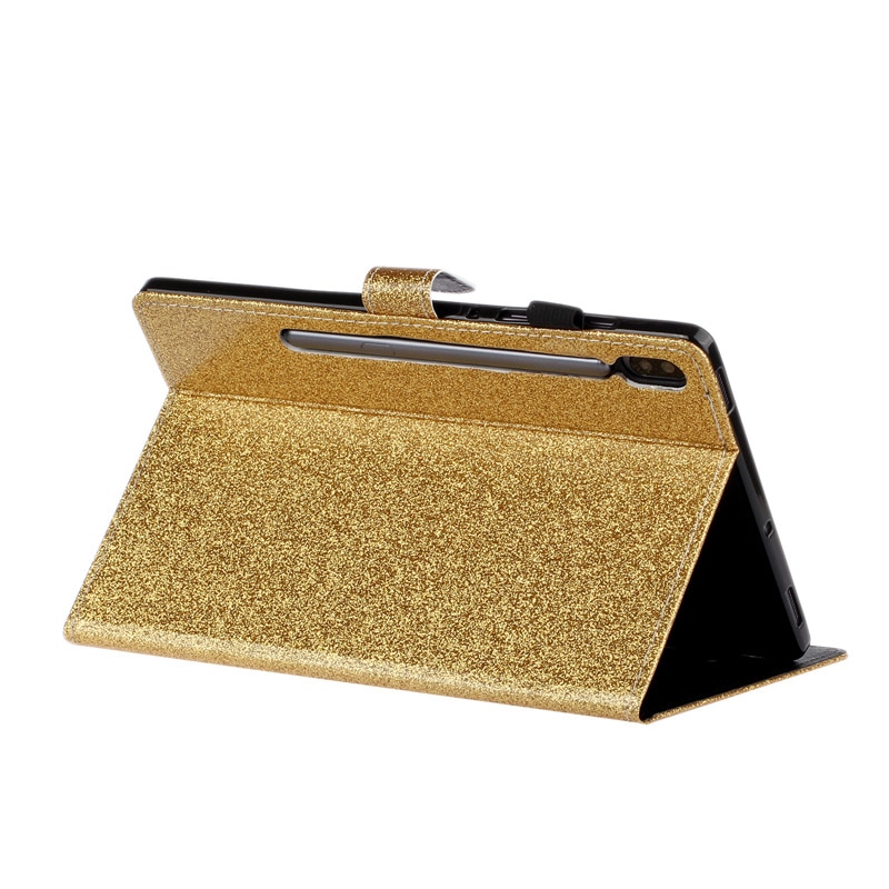 Case Samsung Galaxy Tab S7 11นิ้ว T870 T875 #เคสแท็บเล็ตหนัง PU มีช่องใส่บัตร Glitter Powder Magnetic Stand Wallet PU Leather