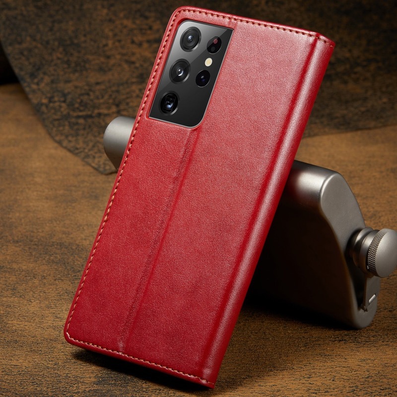 เคส Samsung Galaxy S21 Ultra #เคสหนัง PU สไตล์กระเป๋าสตางค์พร้อมช่องใส่การ์ด Luxury Flip Stand Card Phone Leather Wallet Cover Casing