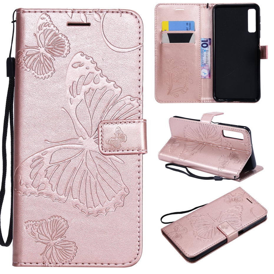 Case Samsung Galaxy A7 (2018) A750 #เคสฝาพับหนัง PU Imprint Butterflies Pattern ลายน่ารักๆ