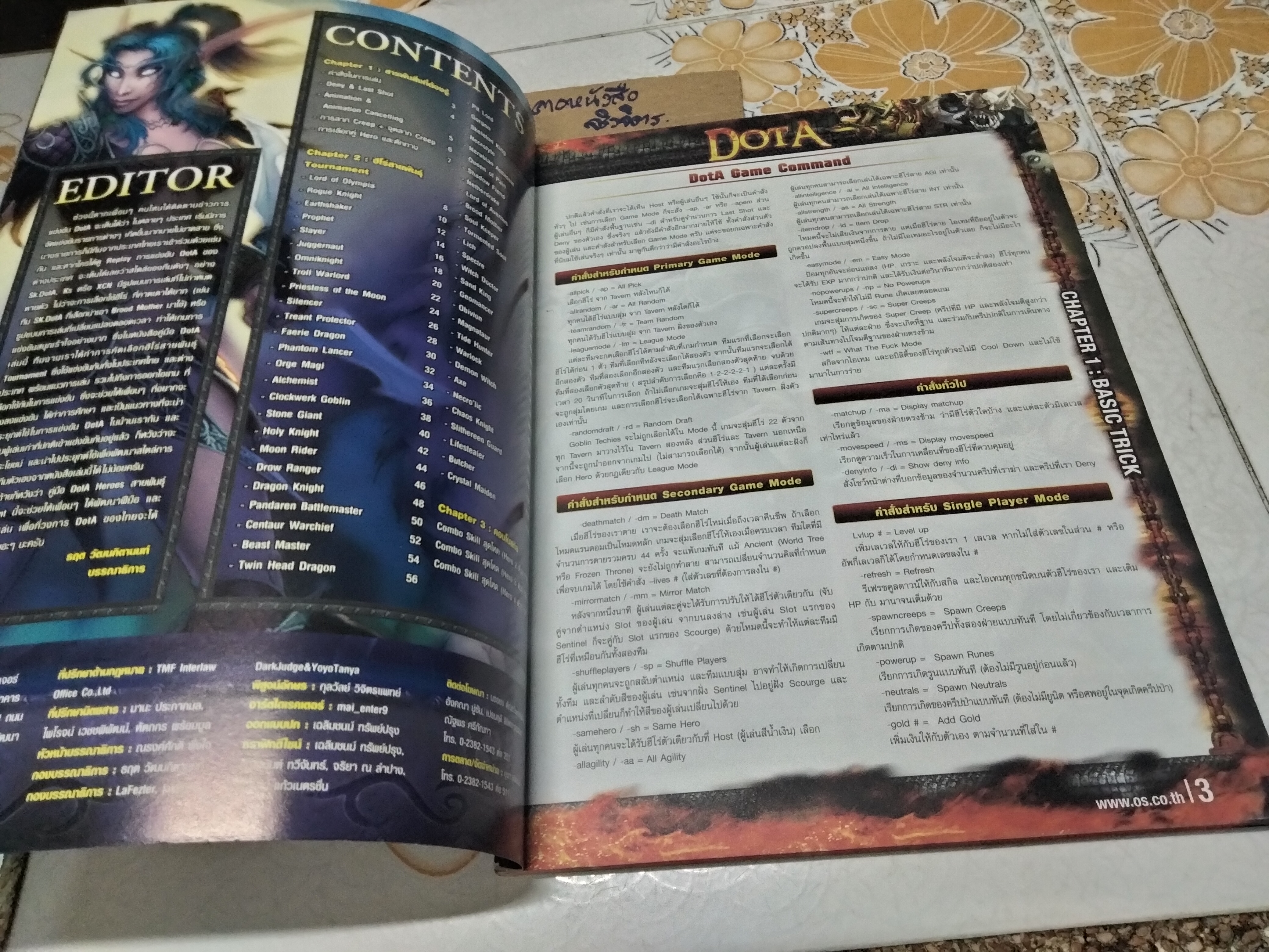 คู่มือ Dota Heroes สายพันธุ์ Tournament ขนาด A4