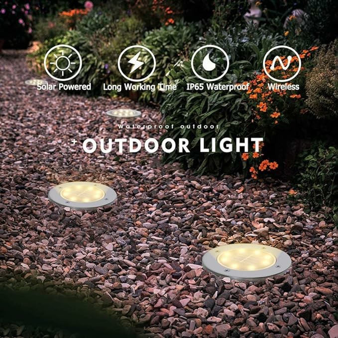 Solar Deck® Lights Solar Powered 8 Pack ไฟปักสนาม ฝังพื้น ตกแต่งสวน ทางเดิน พลังงานแสงอาทิตย์ ไฟโซล่าเซลล์
