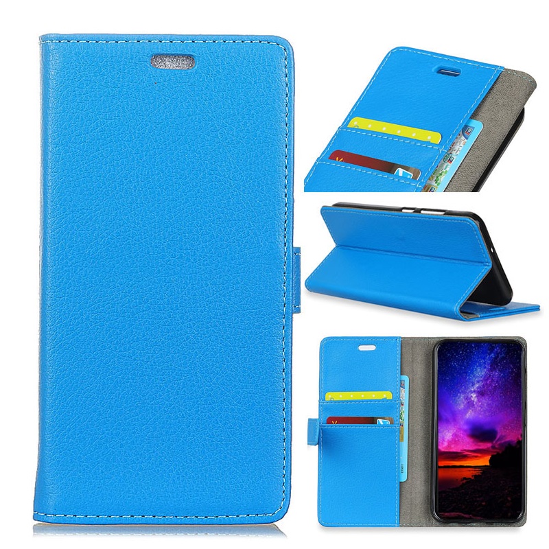 Case Asus Zenfone Max (M2) ZB633KL #เคสฝาพับหนัง PU สไตล์กระเป๋าสตางค์ผิวลิ้นจี่ราคาถูกคุณภาพดี