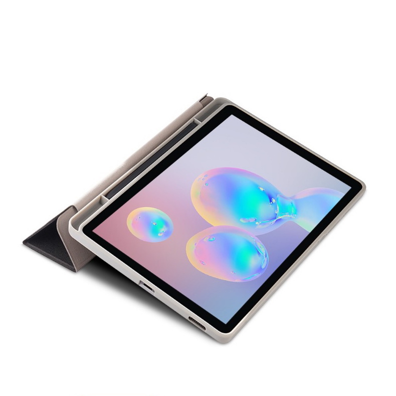 Case Samsung Galaxy Tab S6 Lite 10.4 SM-P610 P615 P617 #เคสฝาพับหนัง PU แบบ 3 พับมีช่องเก็บปากกา Soft TPU Tri-fold Stand Leather Smart Tablet
