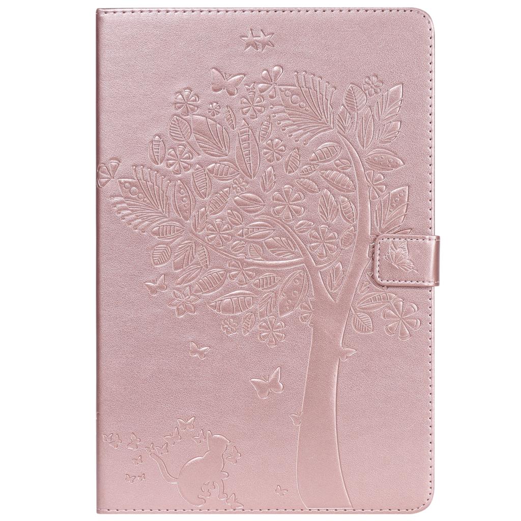 Case Samsung Galaxy Tab S4 10.5 T830 / T835 / T837 #เคสฝาพับหนัง PU ลายแมวและต้นไม้