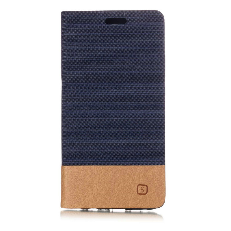 เคส Xiaomi Mi A2 #เคสฝาพับหนัง PU Canvas Leather Coated PC Case