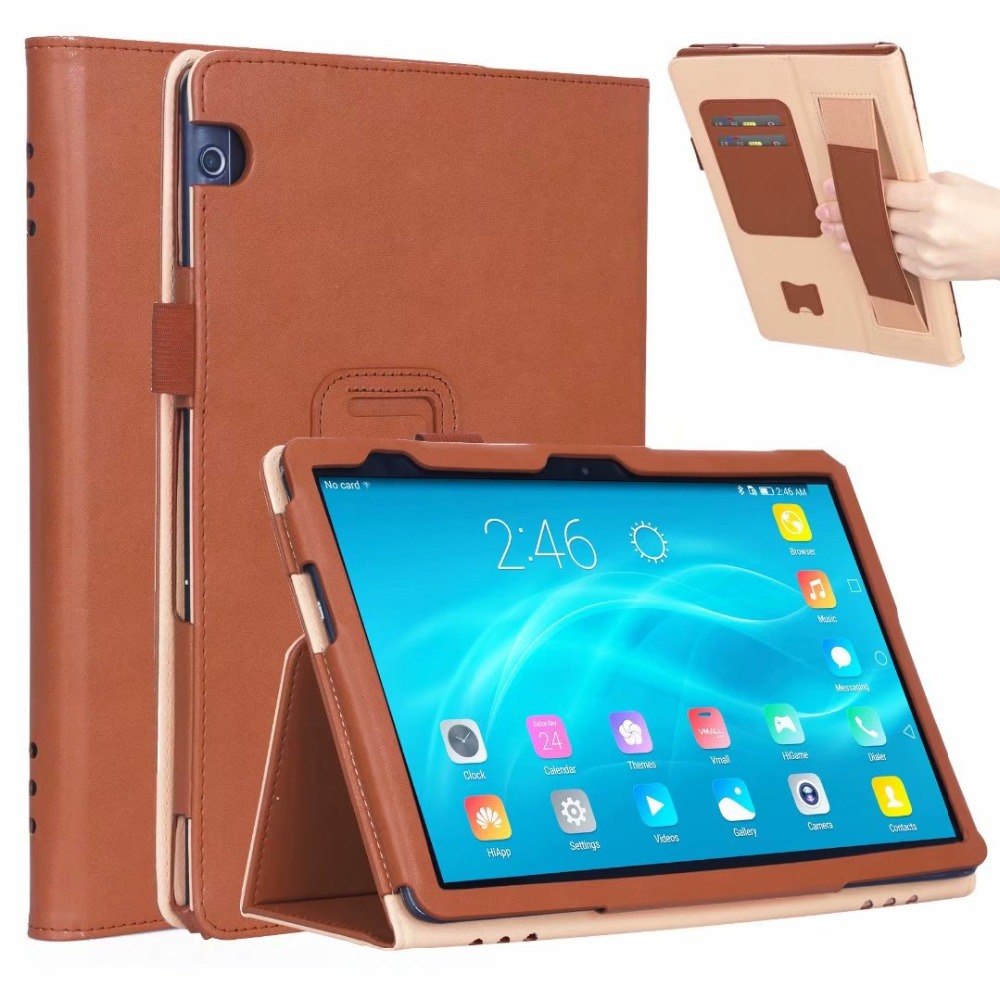 Case Huawei MediaPad T5 10 #เคสฝาพับหนัง PU มีที่สวมนิ้ว Card Holder Stand PU Leather Smart Case