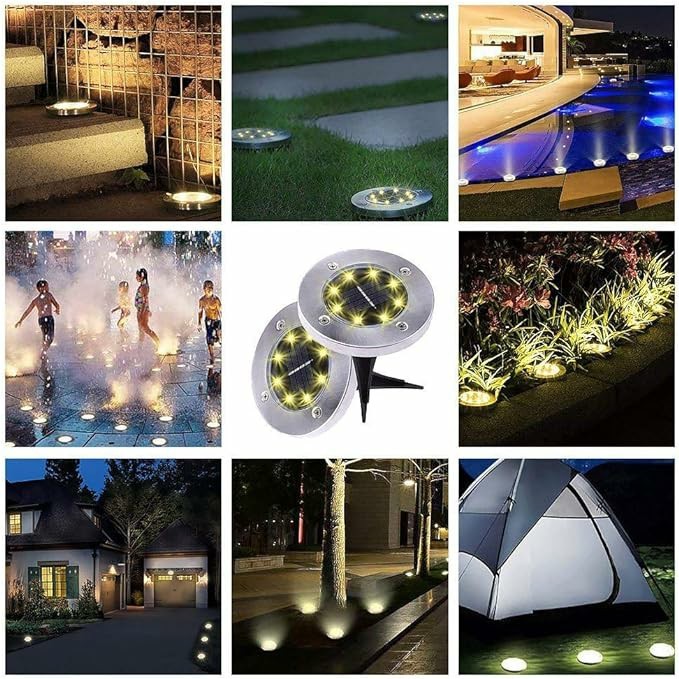 Solar Deck® Lights Solar Powered 8 Pack ไฟปักสนาม ฝังพื้น ตกแต่งสวน ทางเดิน พลังงานแสงอาทิตย์ ไฟโซล่าเซลล์