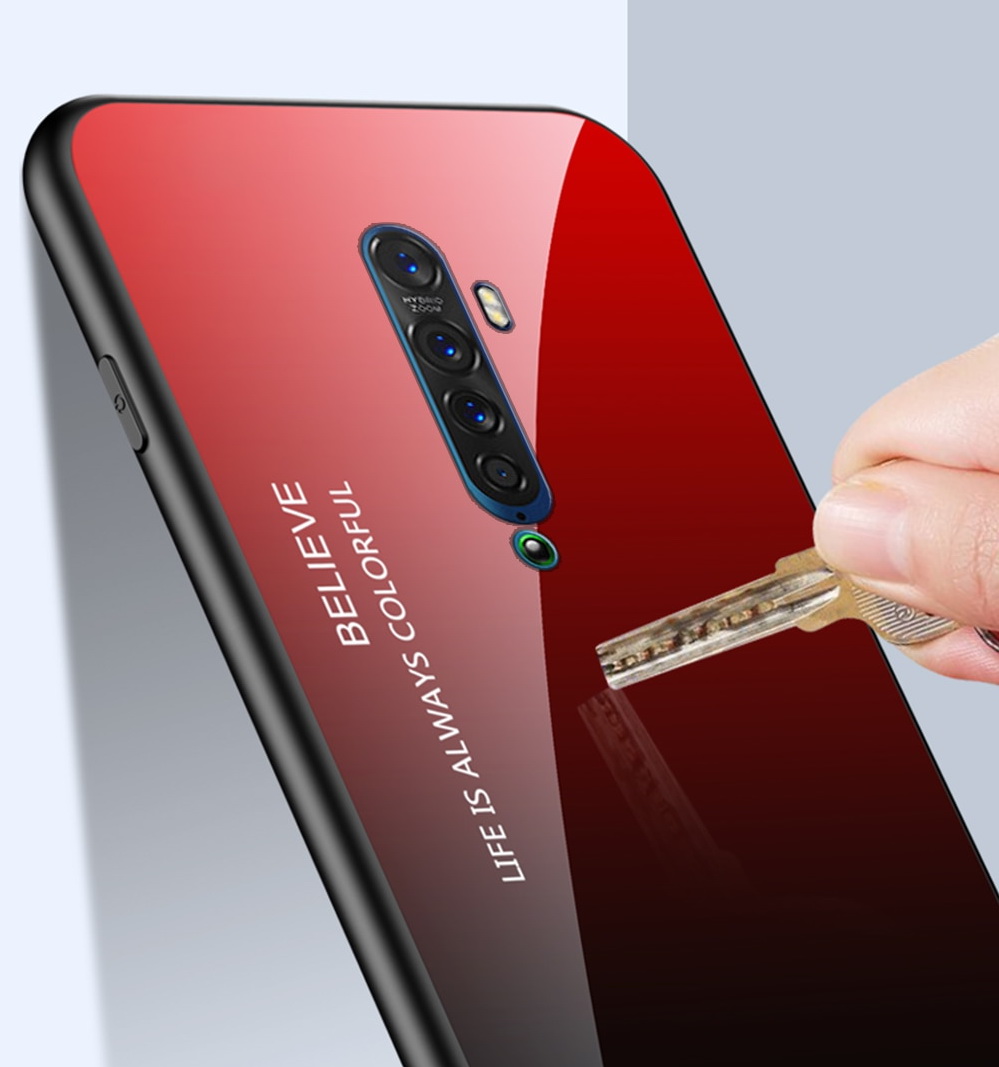 Case OPPO Reno 2 #เคสฝาหลัง Gradient Color Glass + PC + TPU Hybrid Case