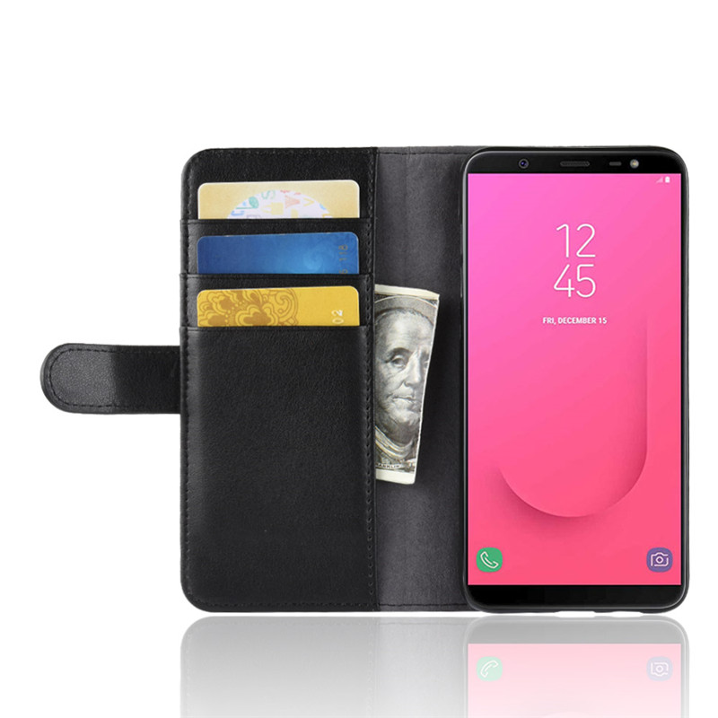 เคส Samsung Galaxy J8 (2018) #เคสฝาพับสไตล์กระเป๋าสตางค์รูปแบบหนังแท้แยกมีช่องเสียบบัตรคุณภาพดี
