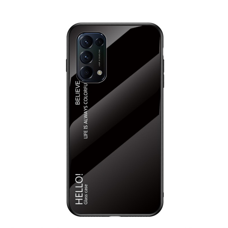 เคส OPPO Reno 5 Pro 5G #เคสฝาหลัง Gradient Color Glass + PC + TPU Hybrid Case