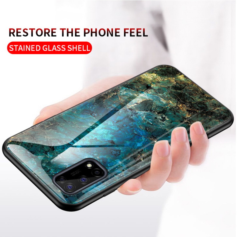 เคส Realme 7 5G #เคสฝาหลัง Gradient Color ลายหินอ่อน Glass + PC + TPU Hybrid Case