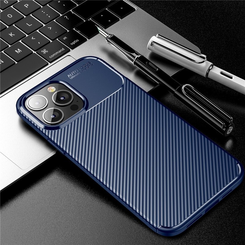 เคส iPhone 14 plus#เคสฝาหลังนิ่ม Carbon Fiber Anti-drop TPU Protection