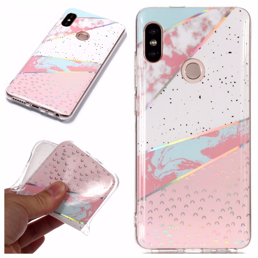 เคส Xiaomi Redmi Note 5 #เคสฝาหลังนิ่ม IMD TPU พิมพ์ลาย Marble Pattern Electroplated