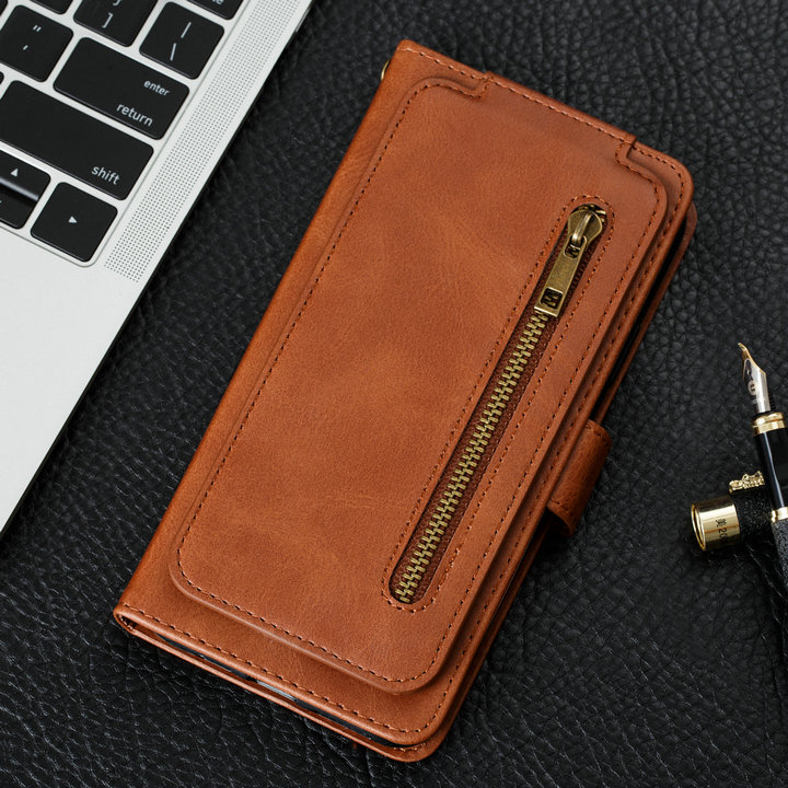 Case Samsung Galaxy A72 / A72 5G#เคสแบบกระเป๋าสตางค์ช่องใส่บัตรหลายช่อง Multi-slot Wallet Zippered Leather พร้อมสายคล้อง