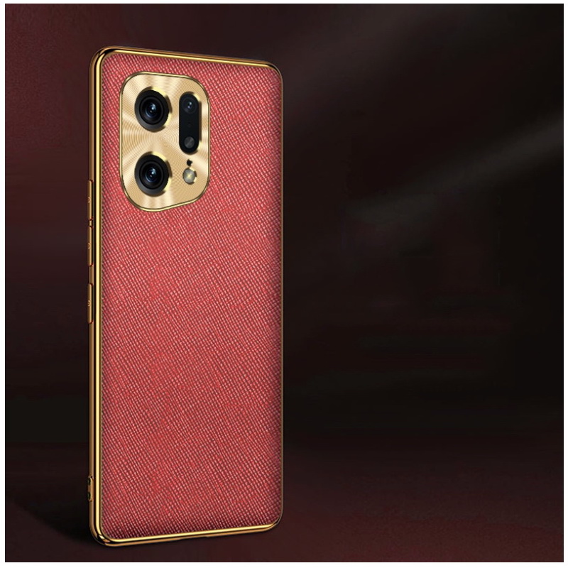 Case OPPO Find X5 Pro 5G #เคสฝาหลังมีกันเลนส์กล้องหนัง PU ขอบเงานิ่ม Luxury leather case with plated edges