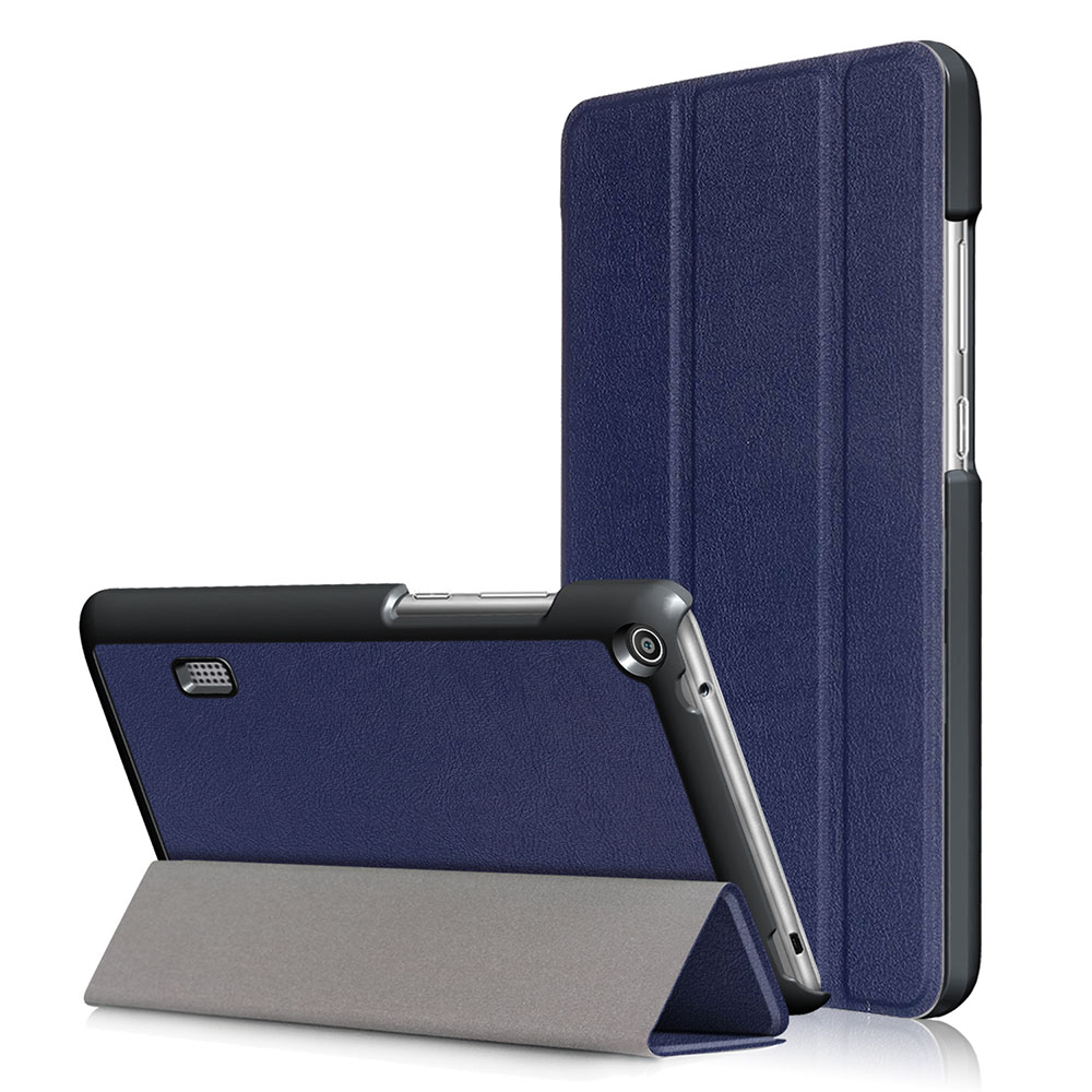 Case Huawei MediaPad T3 7.0นิ้ว #เคสแบบฝาพับหนัง PU 3 พับกรอบเคสสีดำทึบแสง Tri-fold PU Leather สีสันสวยงาม