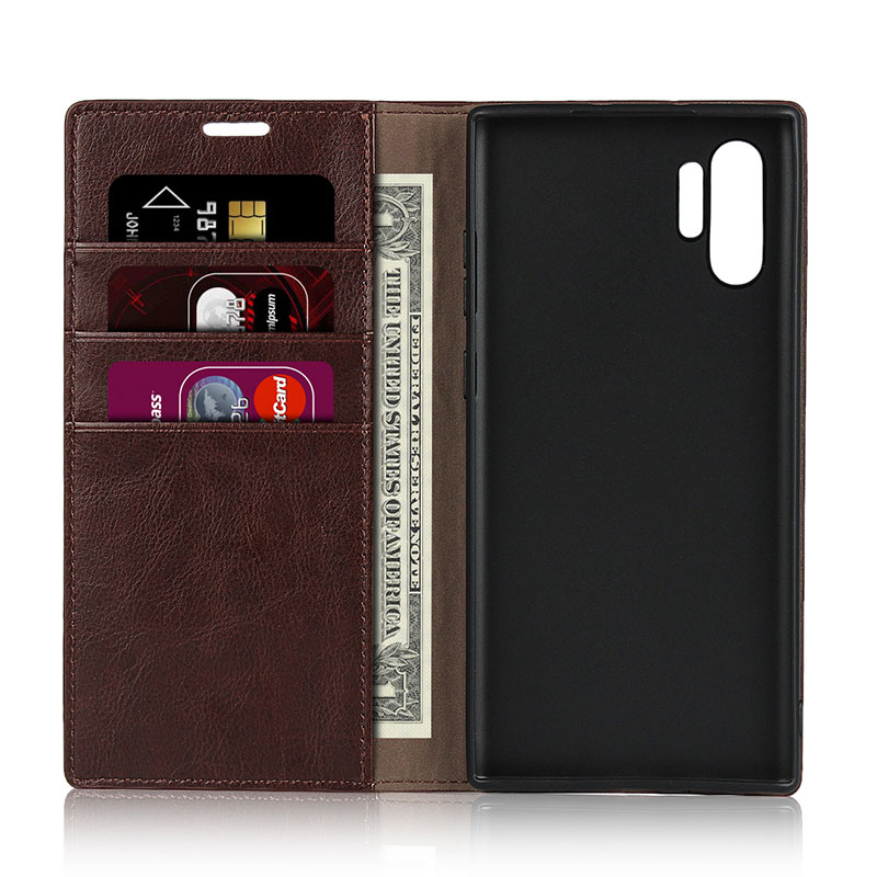 Case Samsung Galaxy Note 10+ #เคสฝาพับหนังแบบกระเป๋าสตางค์คุณภาพดี Crazy Horse Genuine Leather Cover