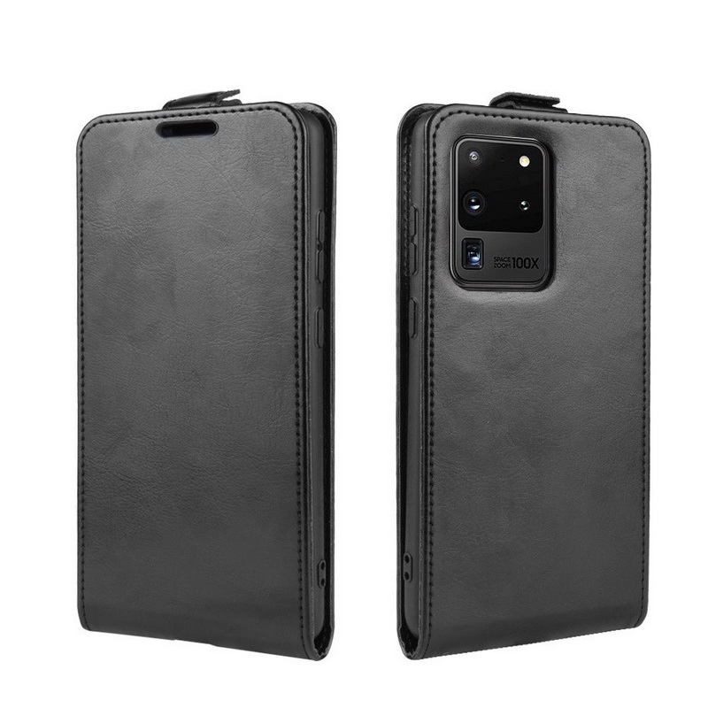 เคส Samsung Galaxy S20 Ultra / S20 Ultra 5G #เคสฝาพับหนัง PU Crazy Horse แนวตั้ง พร้อมช่องเสียบการ์ด