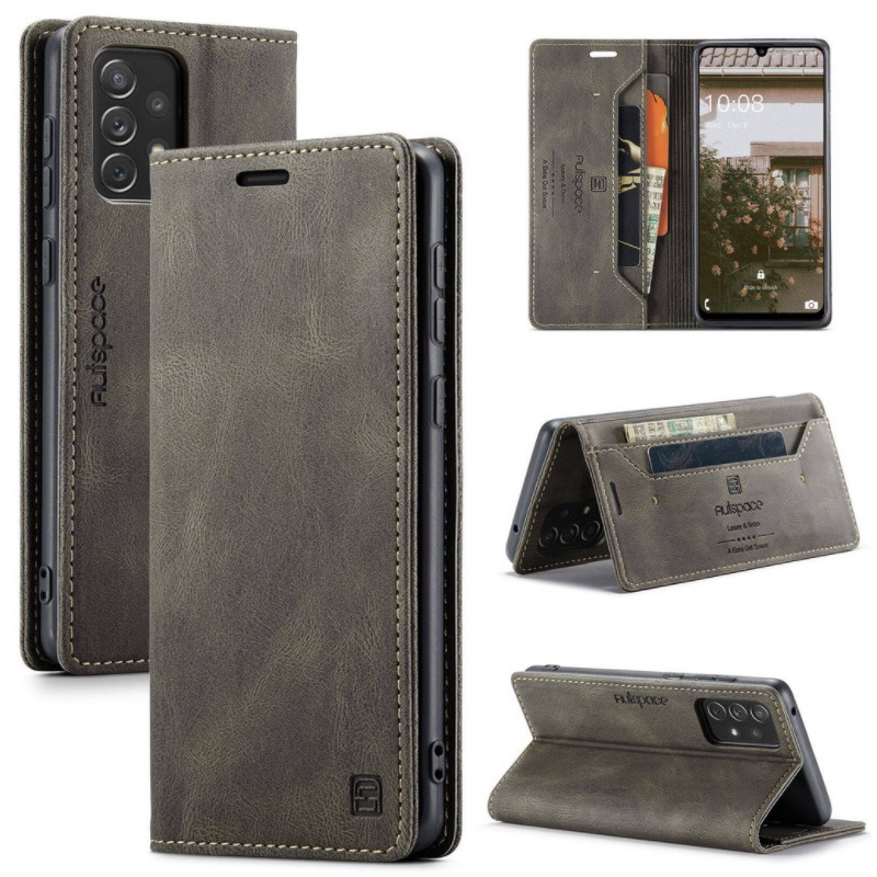 เคส Samsung Galaxy A53 5G #เคสฝาพับหนัง PU แบบกระเป๋าสตางค์ AUTSPACE Series RFID Blocking Retro Matte Leather Wallet