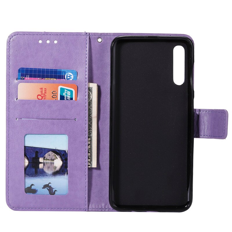 Case Samsung Galaxy A50 / A50s / A30s #เคสฝาพับหนัง PU ลายนกฮูกดอกไม้ Imprinted Flower Owl Leather Wallet