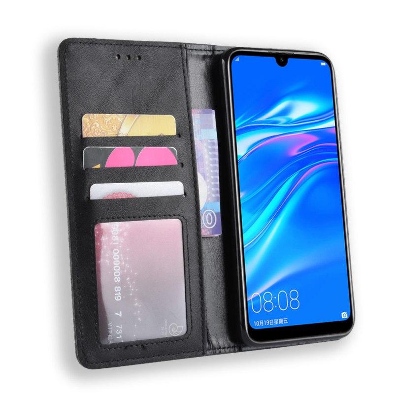 เคส Y7 Pro (2019) #เคสฝาพับปกหนังสไตล์วินเทจดูดซับอัตโนมัติแบบกระเป๋าสตางค์