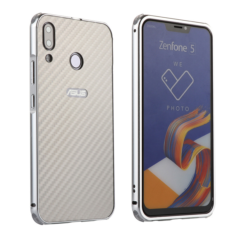 Case Asus Zenfone 5 ZE620KL / Zenfone 5Z ZS620KL #เคสฝาหลังกรอบโลหะ + ฝาหลังเลื่อนสไลด์ลายคาร์บอนไฟเบอร์