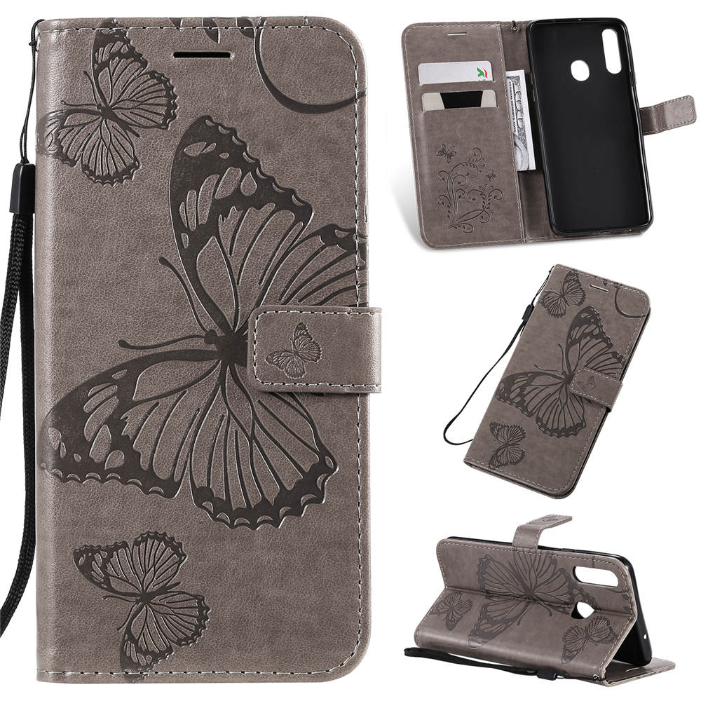 Case Samsung Galaxy A20s #เคสฝาพับหนัง PU Imprint Butterflies Pattern