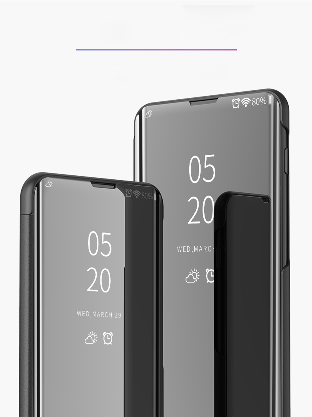 Case OPPO A3s #เคสฝาพับปกโปร่งแสงผิวเงา Electroplating Mirror Surface Window View (สินค้าพร้อมส่ง)