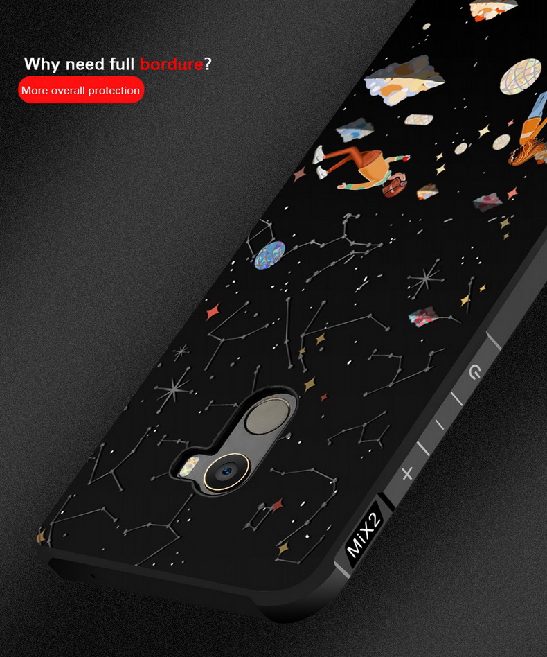 เคส Xiaomi Mi Mix 2 #เคสฝาหลังTPUนิ่ม สีดำพิมพ์ลายนูน 3Dรูปแบบสวยงามทันสมัย