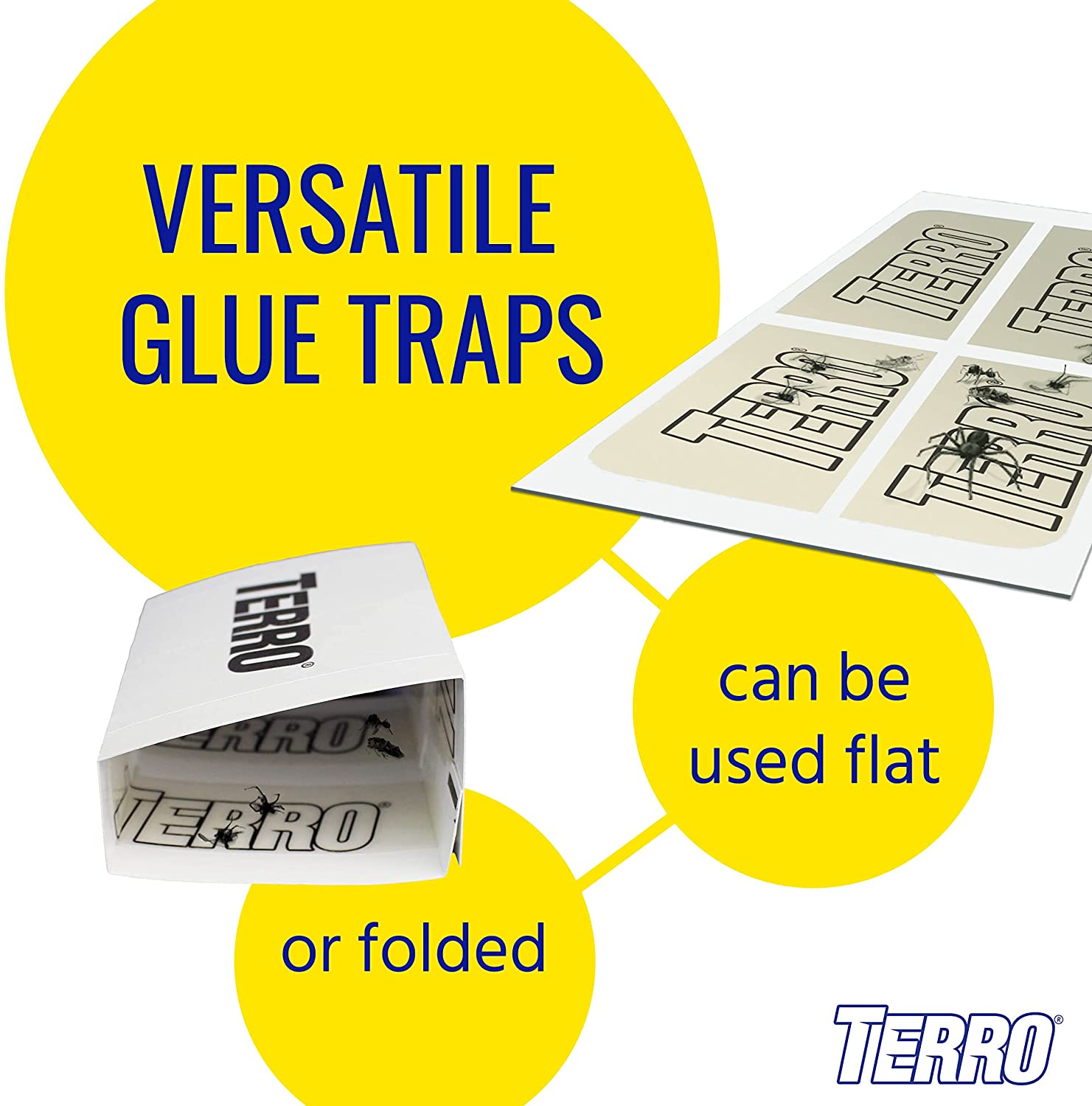 TERRO® 10.16 cm x 25.4 cm Spider & Insect Traps 4 Glue Traps Model T3206 กับดักแมงมุม และแมลง ขนาด